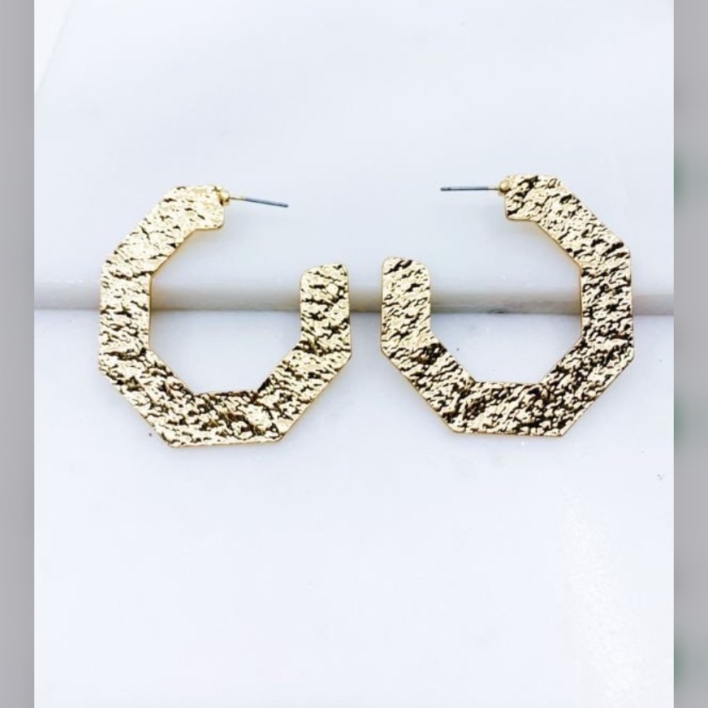 Gold hexagon earrings